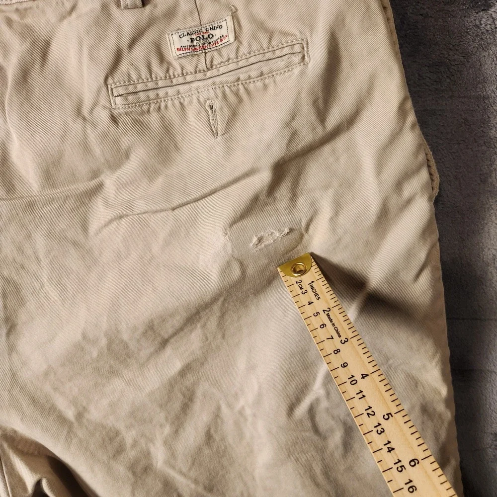 Polo Ralph Lauren Classic Chino Shorts Mens 42 Tan Khaki Pleated Cotton Twill